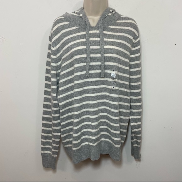 JW Anderson Uniqlo Sweater Pullover Hoodie Medium Wool Cream Gray Striped. - Picture 1 of 9
